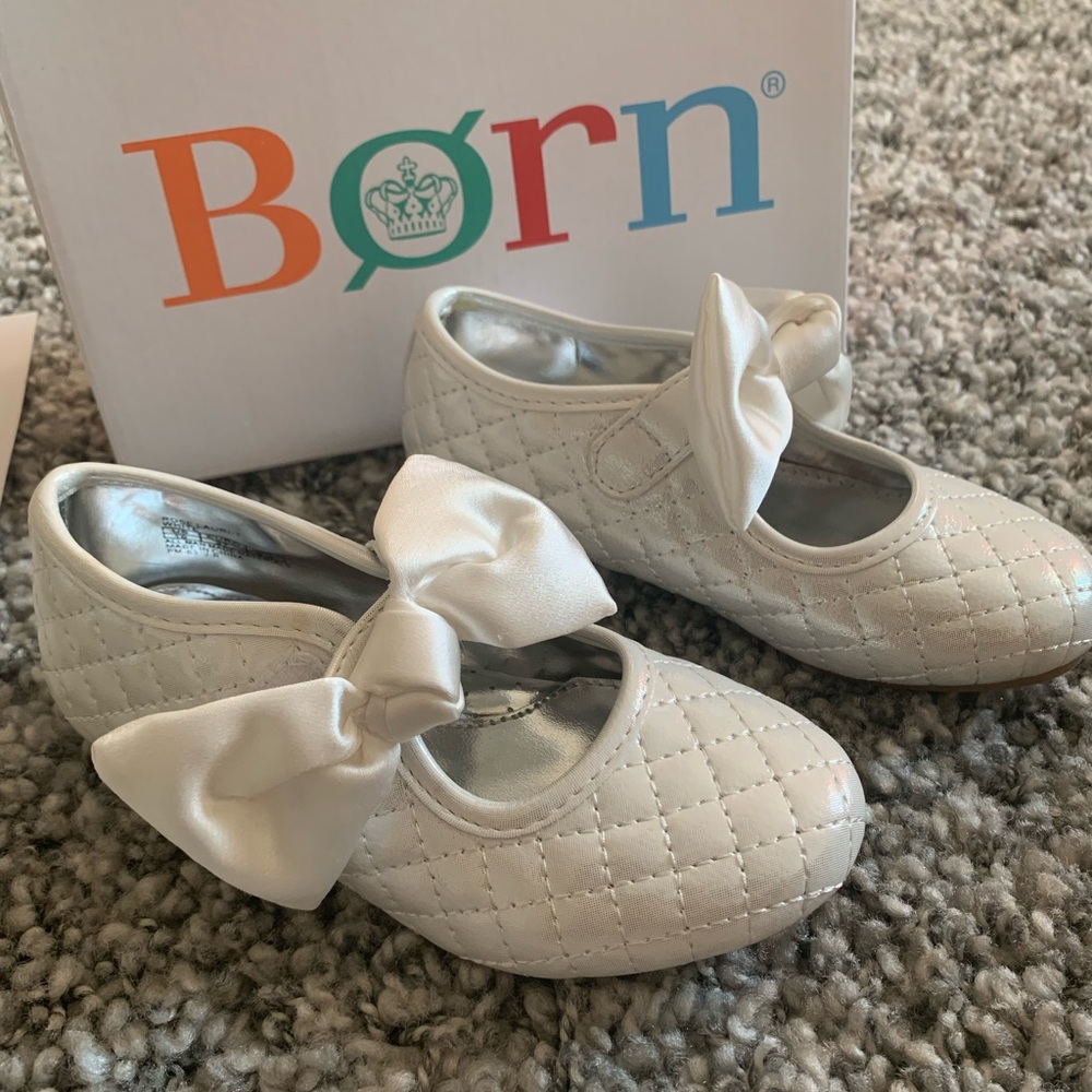 Born Rose Lauri White Leather Toddler Dress Shoes